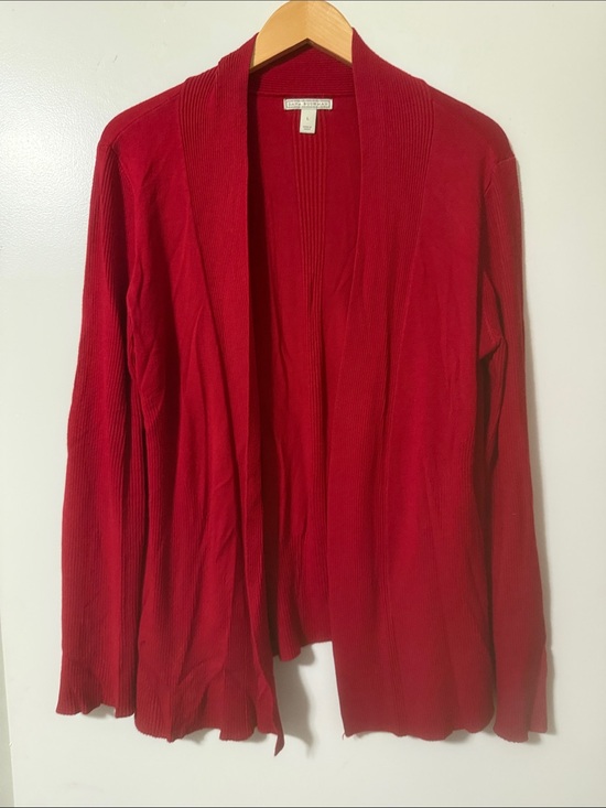 Dana Buchman Sweaters - Dana Buchman Red Open-Front Lightweight Cardigan